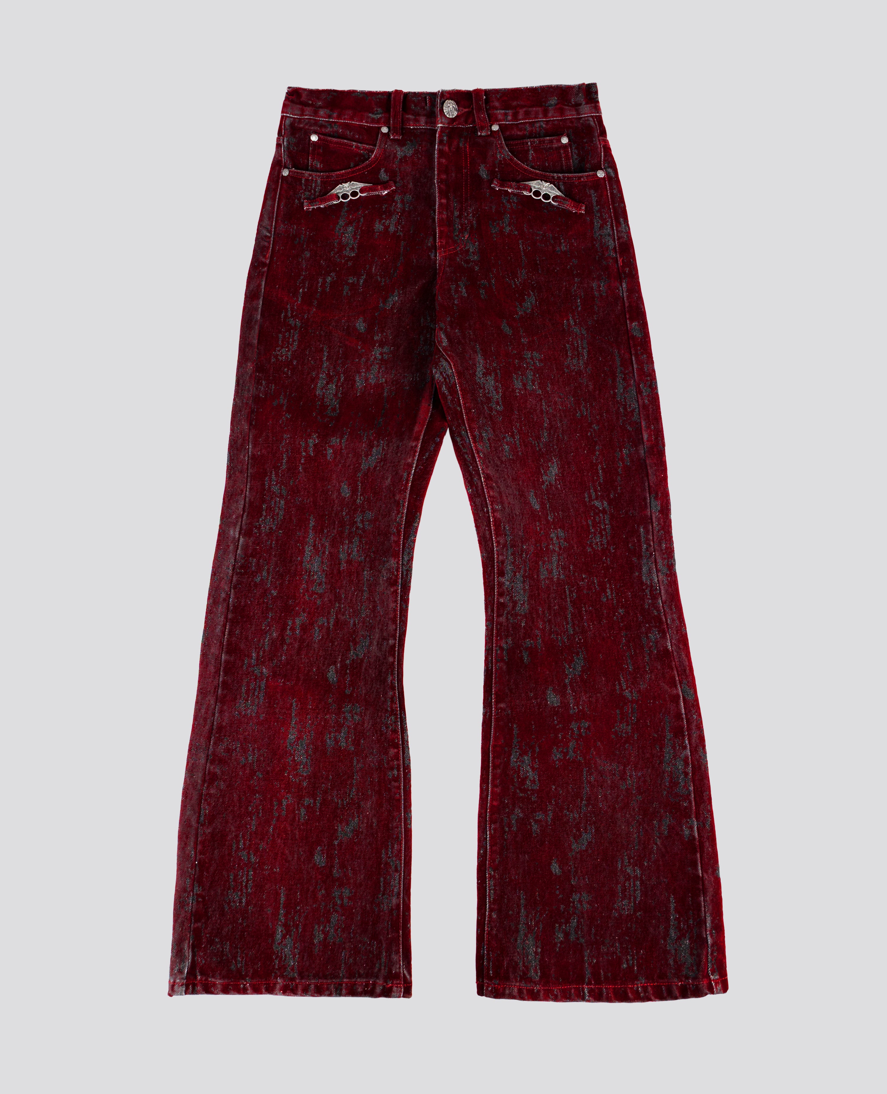 DavrilSupply | RED KNUCKLE BOOTCUT VELVET PANTS